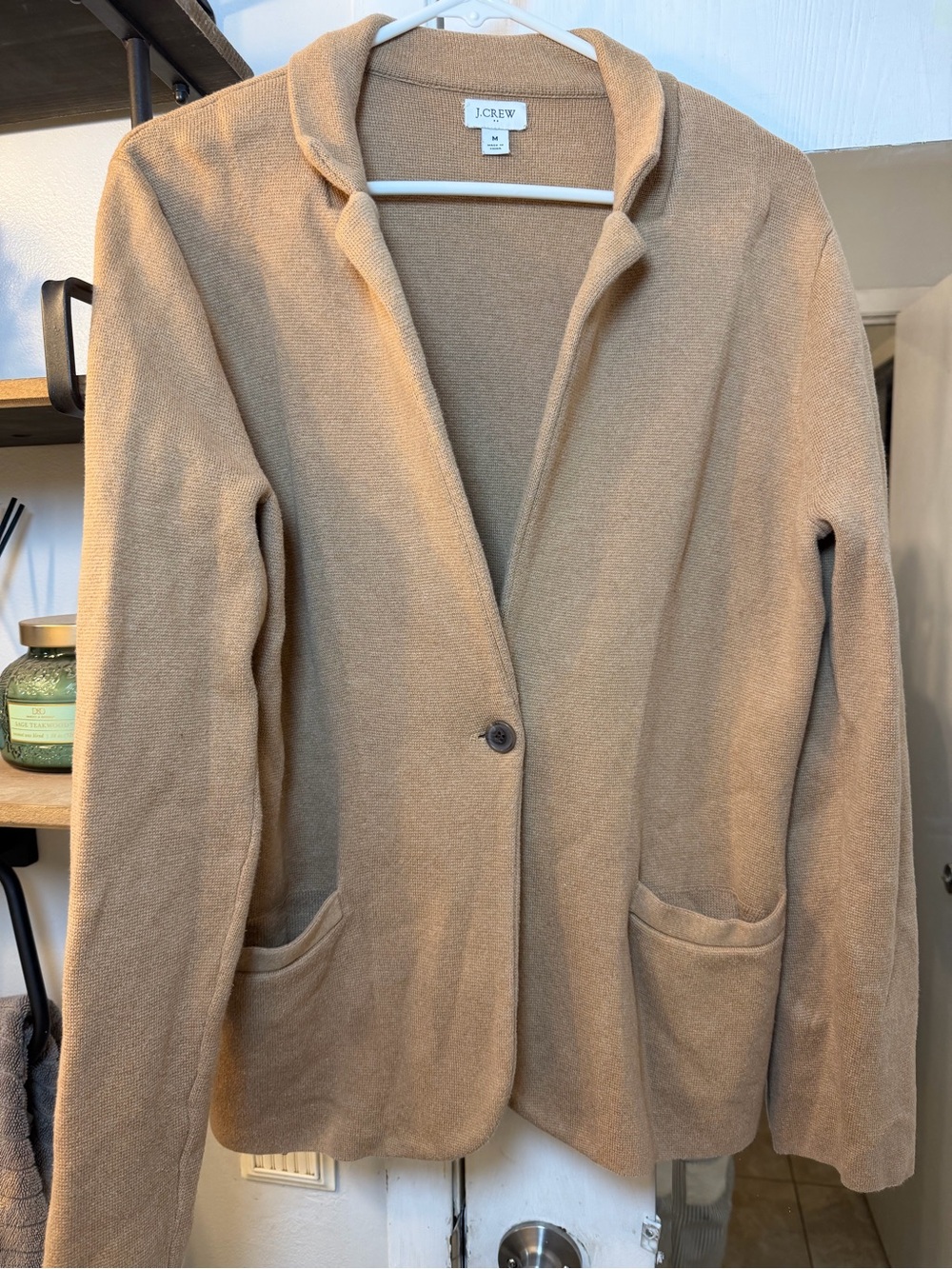 J. Crew Women's Camel One-Button Cotton Knit Blazer